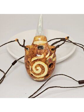 6 Hole Ocarina Multi-tone Ceramic Whistle Flute Necklace Crafts Gifts Vintage